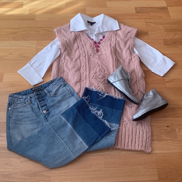 ZARA NWT 💕LONG CABLE KNIT VEST PINK - Picture 14 of 16